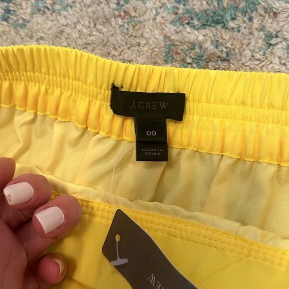 NWT J. Crew Pleated Pull On Bright Yellow Midi Skirt 00 - Picture 4 of 7